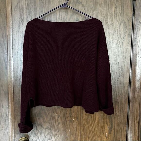 Vince Burgundy Asymmetrical Cashmere Sweater - Picture 10 of 10